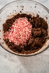 Chocolate cookies with peppermint chips