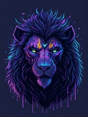 AI generated head of illustrated lion t shirt design