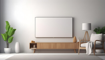 Mockup a TV wall mounted in a living room room