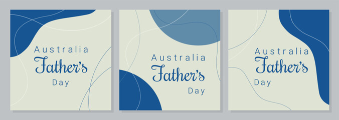 Australia Fathers Day set posters, blue banners boho style.