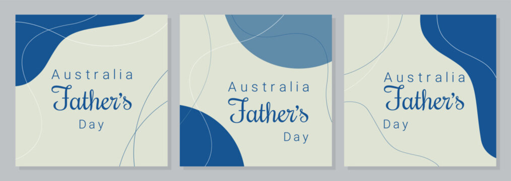 Australia Fathers Day set posters, blue banners boho style.