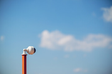 Video surveillance system on the beach. Rescuers watch swimmers using video surveillance