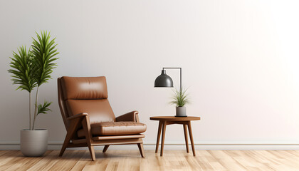 Fototapeta na wymiar Modern mid century and minimalist interior of living room