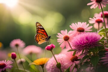 Fototapeta na wymiar butterfly on a flower generated Ai
