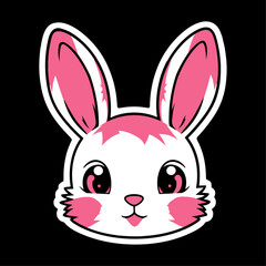 Obraz premium Cute Bunny Sticker - Vector Illustration, isolated on black background.