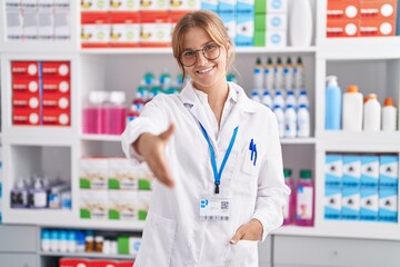 Young blonde girl  at pharmacy