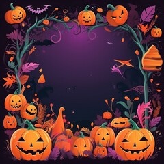 Cute and Whimsical colorful Halloween frame high quality ai generated image