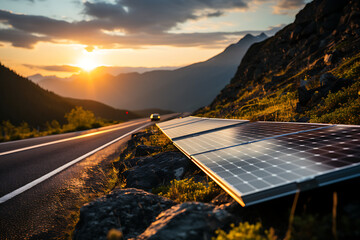 Rural Roadside Solar Panels, Decentralised Energy Grid Concept Render