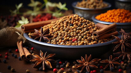 indian traditional spices for cooking on table