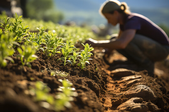 Planting on Berms and Digging Swales, Permaculture Earthworks Digital Concept Render