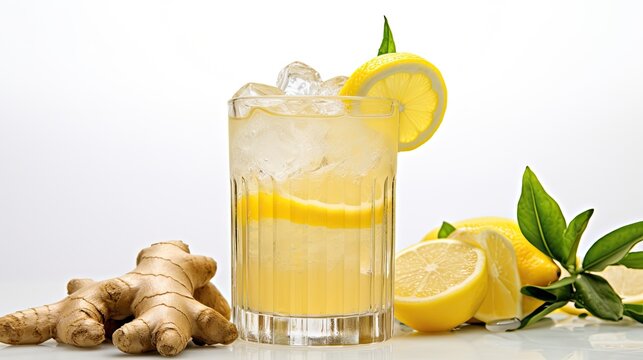 A captivating shot of a glass of sparkling ginger water.