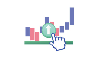 Touching point graph growth.on white background.Vector Design Illustration.