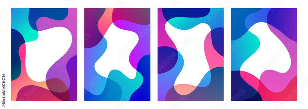 Poster abstract backgrounds with curved shapes bright fluid colors. vibrant gradient waves for creative gra