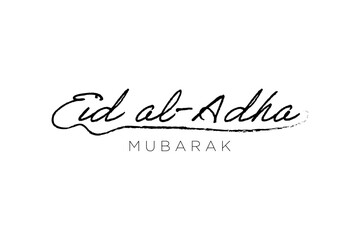 Elegant Eid al-Adha Mubarak Calligraphic Stroke Free hand lettering isolated on white background. Vector Illustration. EPS 10.
