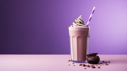 Milkshake with cream and straw