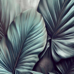 Vintage wallpaper from palm leaves. Generative AI.