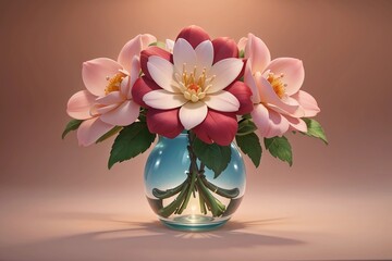 Blossoms of Joy: Vibrant and Colorful Flowers in a Graceful Vase