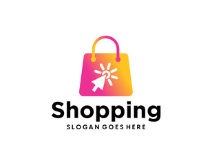 Creative modern abstract eCommerce logo design, colorful gradient online shopping bag logo design template