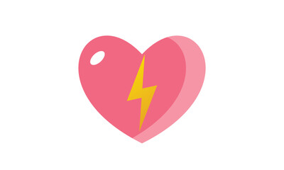 Red heart lightning icon vector love valentines day design element.on white background.Vector Design Illustration.