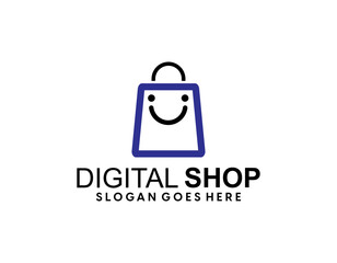 Online Shop Logo. Happy Shop Logo design vector