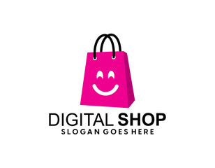 Online Shop Logo. Happy Shop Logo design vector