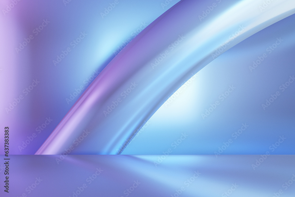 Poster Abstract geometric blue waves or lines texture. Landing page concept. 3D Rendering.