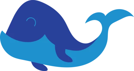 Foto op Plexiglas Vector of marine life. Whale isolated on white background. Sea life. Cute blue whale. Flat style. © lyubashsh