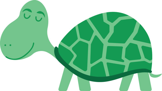 Vector wild life. Turtle isolated on white background. Sea life. Cute green turtle. Flat style.