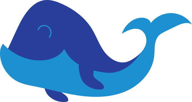 Vector of marine life. Whale isolated on white background. Sea life. Cute blue whale. Flat style.