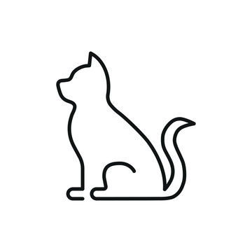 Linear cat vector illustration. Kitty on isolated background. Pet sign concept.