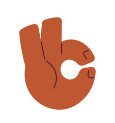 Ok gesture semi flat colour vector hand. Human hand showing accept gesture. Editable cartoon clip art icon on white background. Simple spot illustration for web graphic design