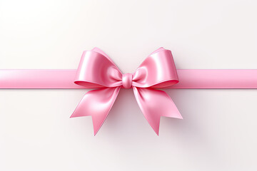 Pink Christmas ribbon with a bow on a white background 