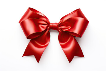 Fototapeta premium Red Christmas ribbon with a bow on a white background 