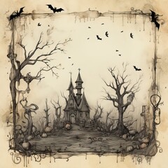Illustration spooky Halloween card high quality ai generated image