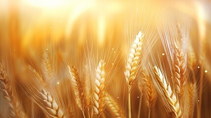 Golden Waves of Wheat Background - A Luminous Field Bathed in Fairy Light Backdrop - Wheat Nature Wallpaper created with Generative AI Technology