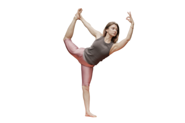 Female trainer exercise yoga asana. A person has mental health, balance and harmony.  Transparent background, png.