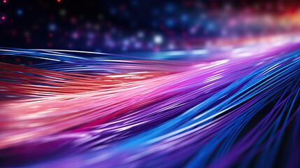 Data flowing through optic fibre cable, abstract colourful digital background
