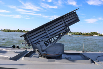 military ship and weapon machine gun