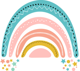 Rainbow with Dots and Stars. Cute Nursery Design.