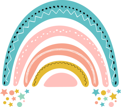 Rainbow with Dots and Stars. Cute Nursery Design.