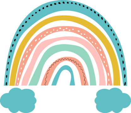 Rainbow with Dots and Clouds. Cute Nursery Design. - Powered by Adobe