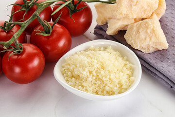Shredded Italian hard parmesan cheese