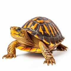 A turtle up close on a plain white background created with Generative AI technology
