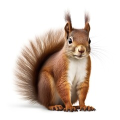 A squirrel close-up on a white background created with Generative AI technology