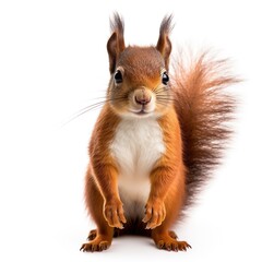 A squirrel in close-up on a white background created with Generative AI technology