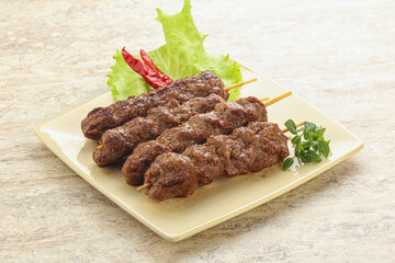 Beef kebab skewer minced meat