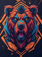bear for t-shirt print (colorful futuristic design) 