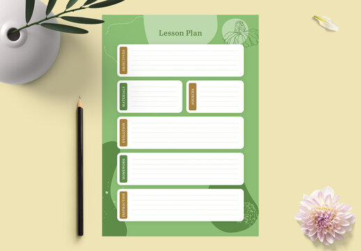 Lesson Plan layout with Green Accents