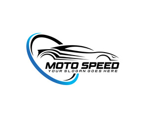 Sports car logo icon set. Motor vehicle dealership emblems. Auto silhouette garage symbols. Vector illustration.