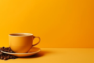 yellow cup of coffee on a yellow background